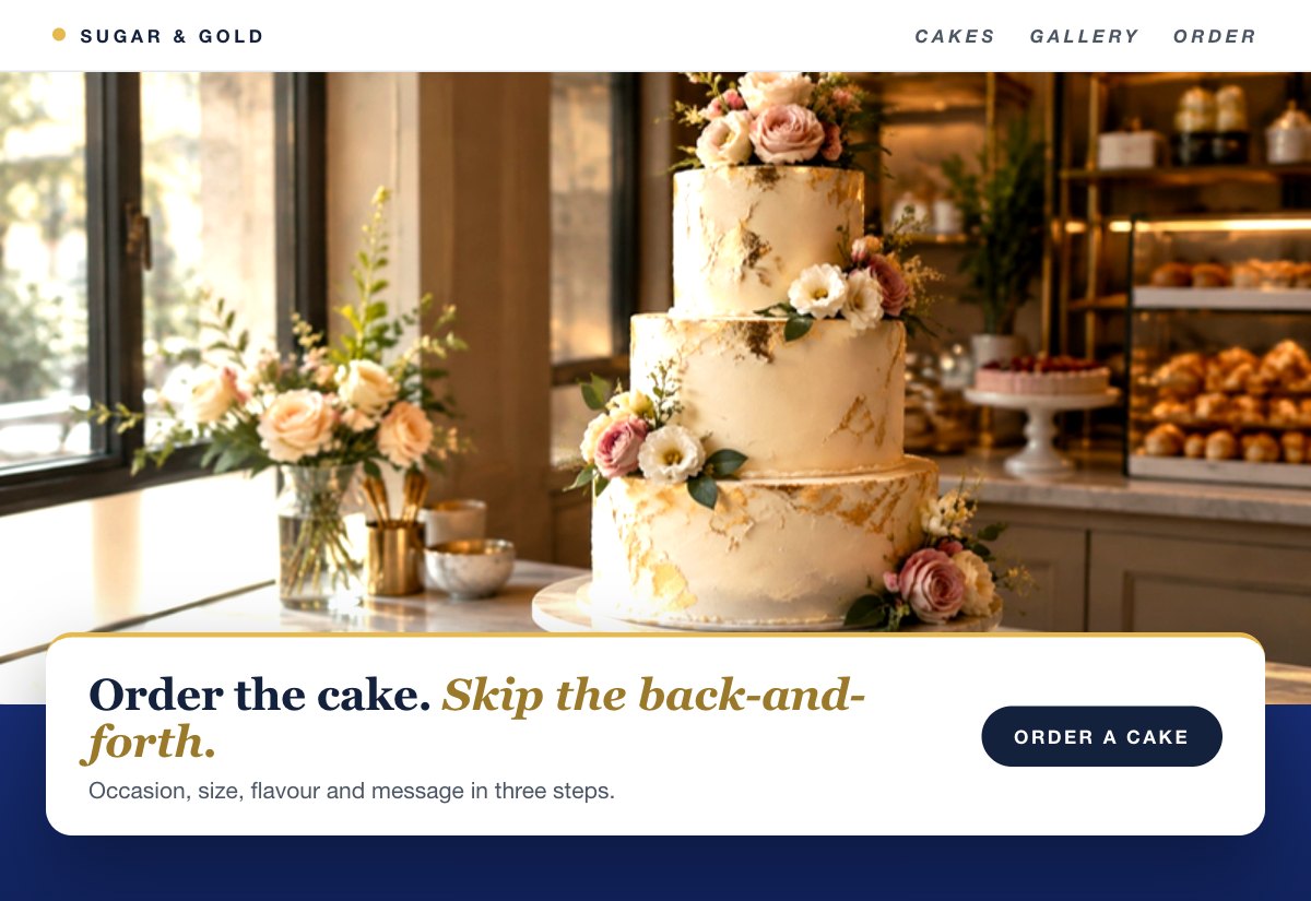 A custom order form, an example for bakers.